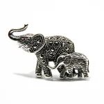 Brosa argint cu marcasite - Doi elefanti