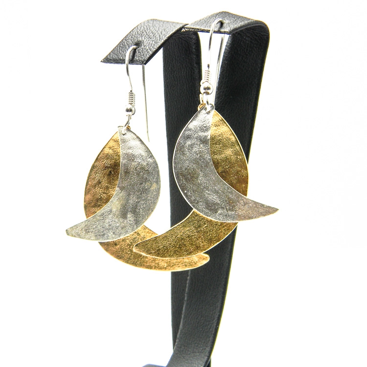 Cercai handmade din argint fara pietre - Semilune