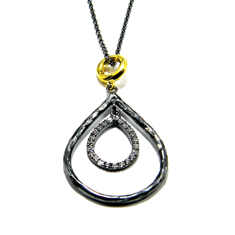 Colier unicat din argint antichizat și zirconiu