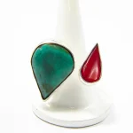 Inel statement din argint cu tircoaz și coral natutal, unicat