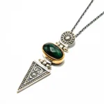 Colier unicat din argint cu smarald de sintaza - stil oriental - CL275F40H - imagine 3