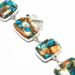 Bratara statement din argint cu Oyster Turquoise - Unicat - B272Y29H - imagine 4