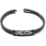 Bratara unicat din argint patinat - stil vintage Art Nouveau - B280Y62H - imagine 3