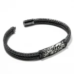 Bratara unicat din argint patinat - stil vintage Art Nouveau - B280Y62H - imagine 4