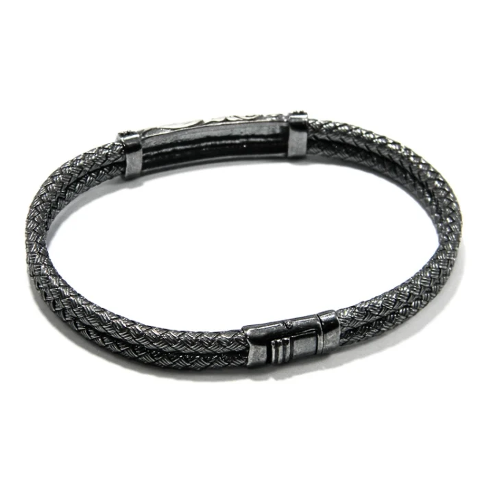 Bratara unicat din argint patinat - stil vintage Art Nouveau - B280Y62H - imagine 5