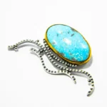 Pandantiv unicat din argint cu turcoaz natural - stil Art Deco - P220Y41H - imagine 4