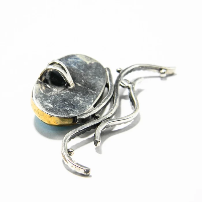 Pandantiv unicat din argint cu turcoaz natural - stil Art Deco - P220Y41H - imagine 3