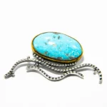 Pandantiv mare din argint cu turcoaz natural