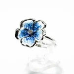 Inel din argint cu email Floare Albastra - stil Art Nouveau - i308Y100H - imagine 3