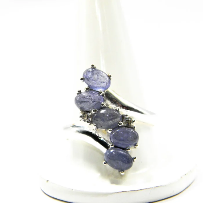 Inel statement cu tanzanit natural si argint - Unicat - i344Y36H - imagine 3