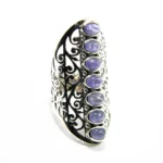 Inel statement din argint cu tanzanit natural - stil Art Nouveau - i344Y31H - imagine 3