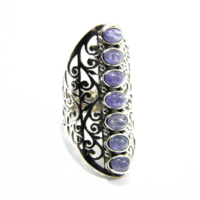 Inel statement din argint cu tanzanit natural - stil Art Nouveau - i344Y31H - imagine 3