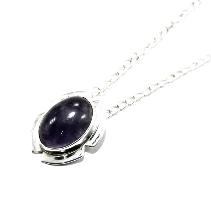 Colier statement din argint cu ametist si perla - Unicat - CL272Y5H - imagine 3