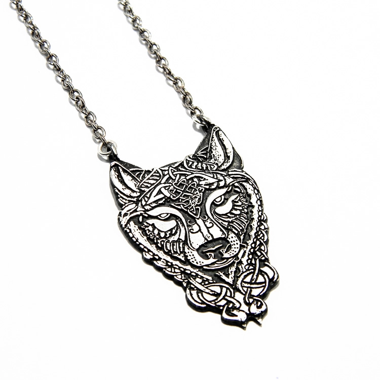 Colier cu cap de lup din argint - model unisex