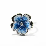 Inel din argint cu email, model floral