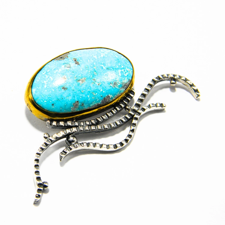 Pandantiv statement din argint cu turcoaz natural