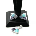 Set minimalist din argint cu pietre naturale