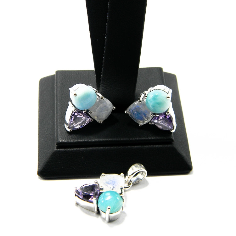 Set minimalist din argint cu pietre naturale