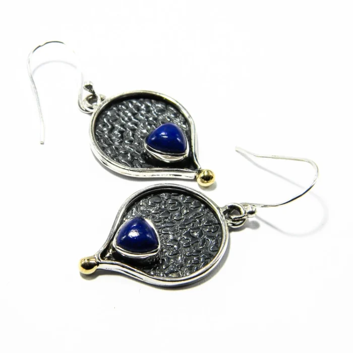 Cercei statement din argint cu lapis lazuli - stil vintage modernist - K72Y37H - imagine 6