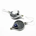 Cercei statement din argint cu lapis lazuli - stil vintage modernist - K72Y37H - imagine 5