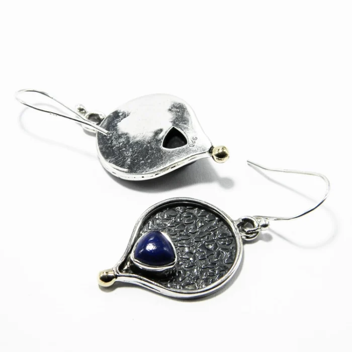 Cercei statement din argint cu lapis lazuli - stil vintage modernist - K72Y37H - imagine 5