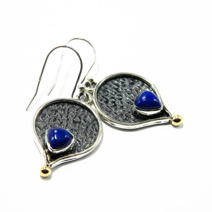 Cercei din argint antichizat cu lapis lazuli