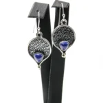 Cercei statement din argint cu lapis lazuli - stil vintage modernist - K72Y37H - imagine 2