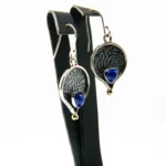 Cercei statement din argint cu lapis lazuli - stil vintage modernist - K72Y37H - imagine 4