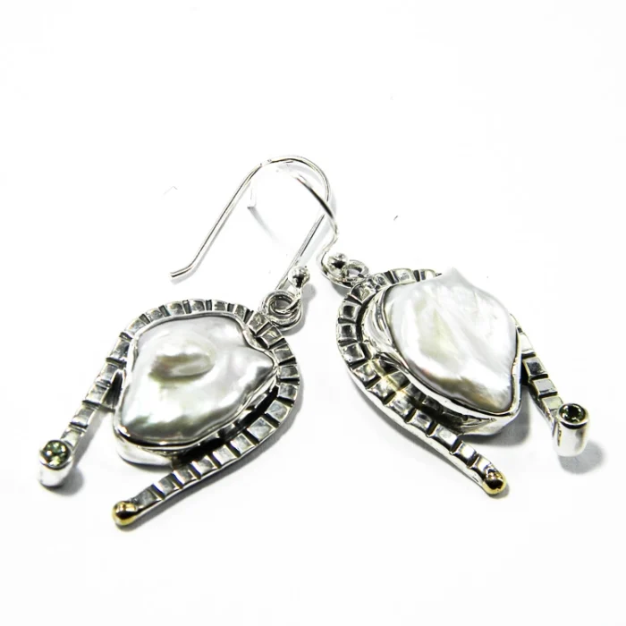 Cercei artizanali din argint cu perle Baroc