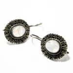 Cercei vintage din argint cu piatra lunii - stil oriental - k248Y5H - imagine 6