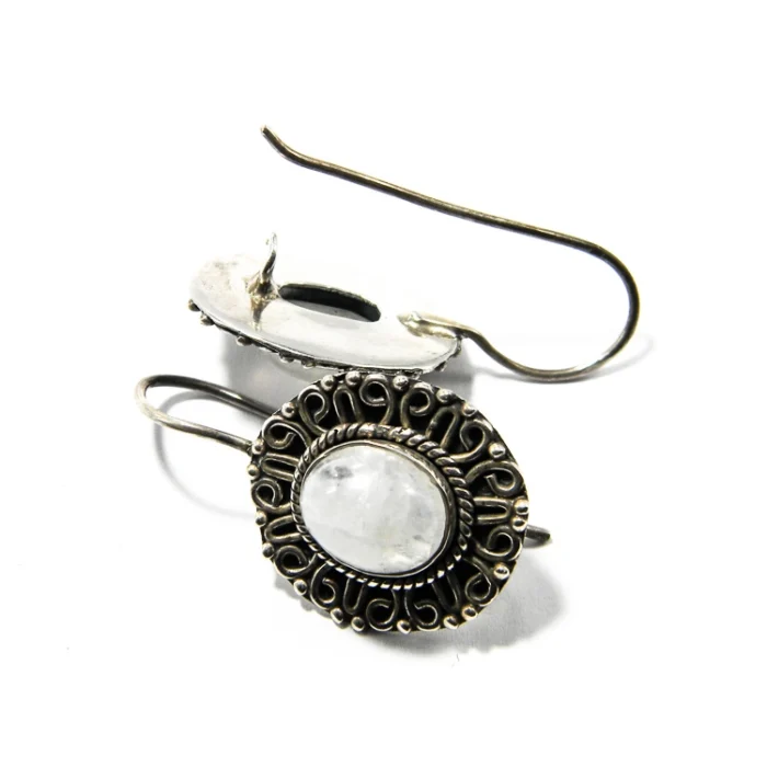 Cercei vintage din argint cu piatra lunii - stil oriental - k248Y5H - imagine 5