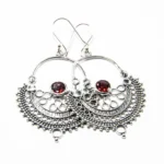 Cercei filigranati din argint cu turmaline rosii - stil Art Nouveau - K248Y11H-1 - imagine 4