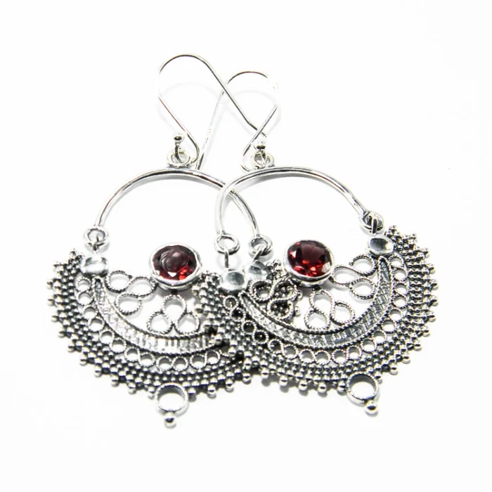 Cercei filigranati din argint cu turmaline rosii - stil Art Nouveau - K248Y11H-1 - imagine 4