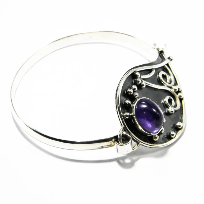Bratara fixa din argint cu ametist - stil vintage Art Nouveau - B248Y2H - imagine 5