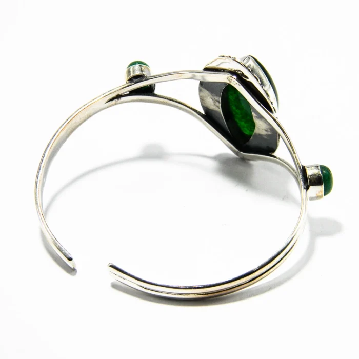Bratara fixa unicat din argint cu jad verde- stil vintage - B272Y22H - imagine 4