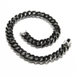 Bratara impletita din argint cu zirconii negre - stil vintage glam - B240M41H - imagine 3