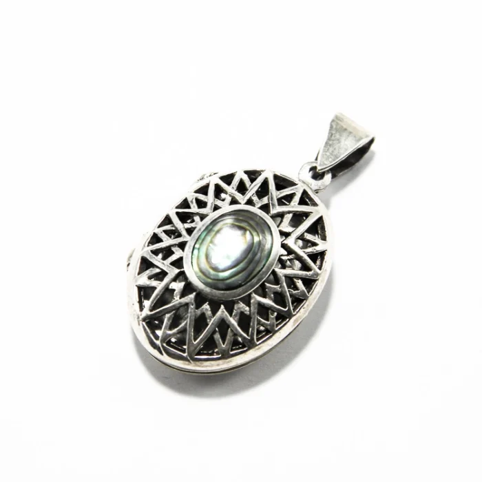 Pandantiv medalion din argint cu sidef Abalone - stil Art Deco - P260Y27H-2 - imagine 2
