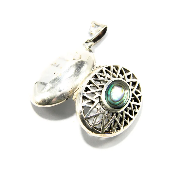 Pandantiv medalion din argint cu sidef Abalone - stil Art Deco - P260Y27H-2 - imagine 3