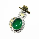 Pandantiv statement din argint cu jad verde - stil modernist - P248Y11H - imagine 3