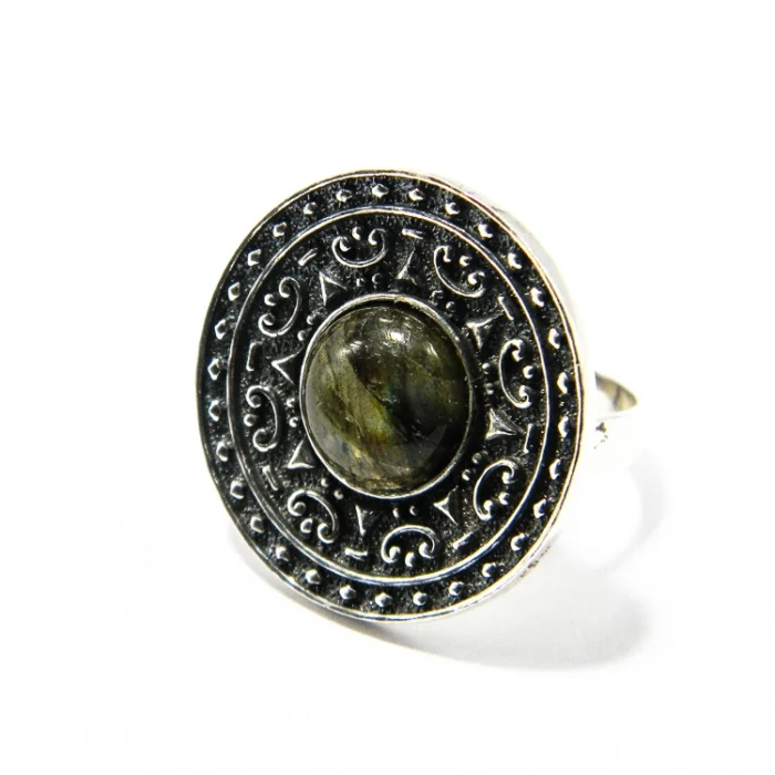 Inel unicat din argint cu labradorit - stil vintage bizantin - i205K75H - imagine 5