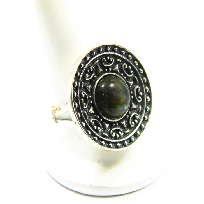 Inel unicat din argint cu labradorit - stil vintage bizantin - i205K75H - imagine 2