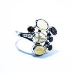 Inel din argint cu Opal Natural de Etiopia si Granate - Unicat - i344Y34H - imagine 3