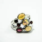 Inel unicat din argint cu pietre naturale