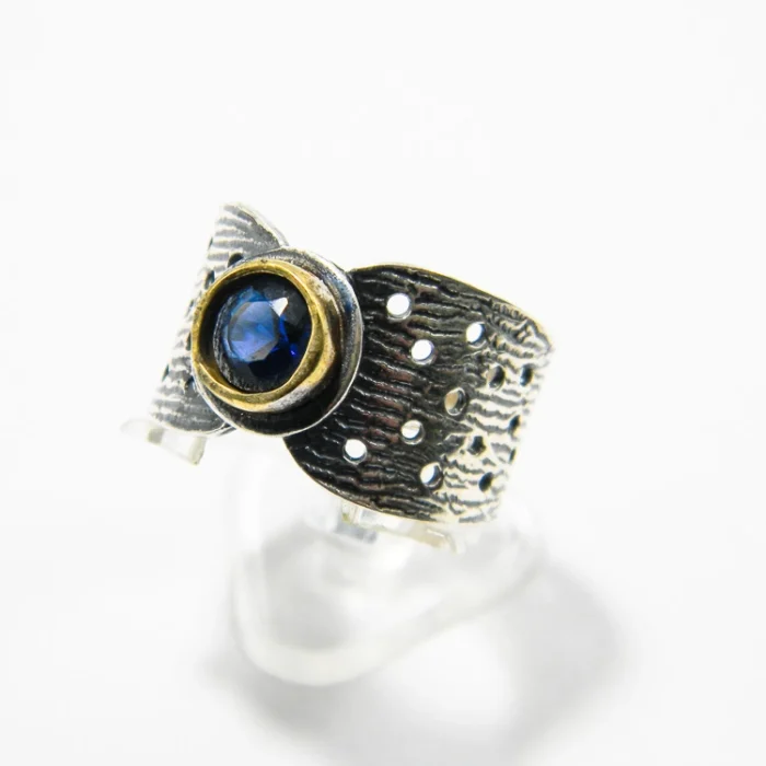 Inel vintage din argint cu safir de sintaza - Reglabil - i210K125H - imagine 2