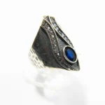Inel vintage din argint cu safir de sinteza si zirconiu - Unicat - i225K119H-2 - imagine 3