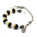 Bratara handmade unicat din argint cu chihlimbar - stil bizantin - B190A76GH - imagine 6