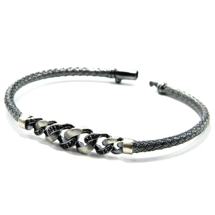 Bratara statement model bizantin din argint antichizat - Unicat - B280Y65H - imagine 5