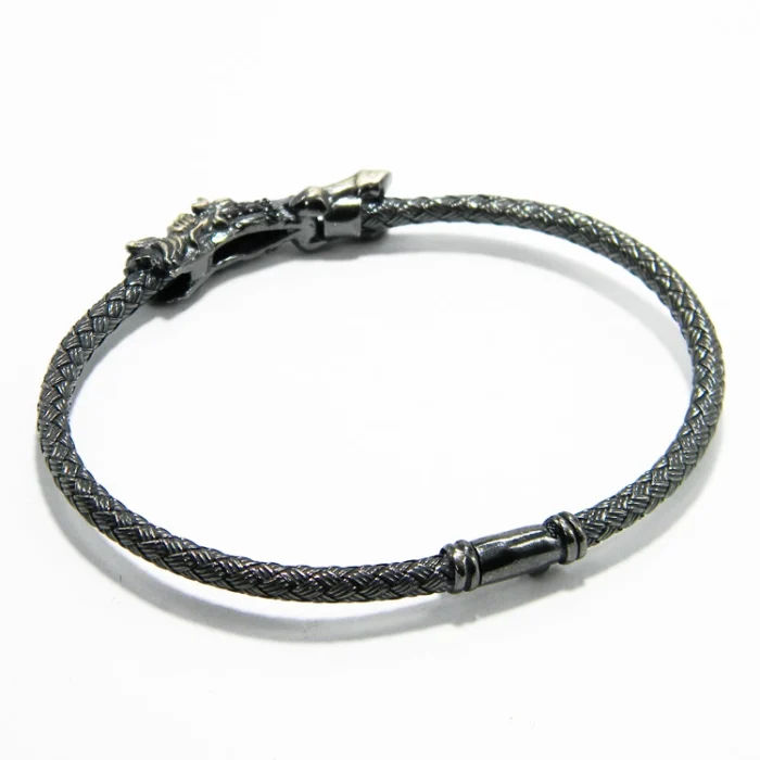 Bratara din argint antichzat cu Cap de Dragon - Statement Unicat - B280Y63H - imagine 3