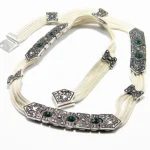 Colier vintage statement din argint cu jad verde - stil oriental - CL250F19H - imagine 7