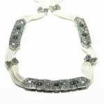Colier vintage statement din argint cu jad verde - stil oriental - CL250F19H - imagine 3